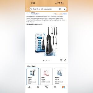 Nicwell Black Cordless Water Dental Flosser NIB